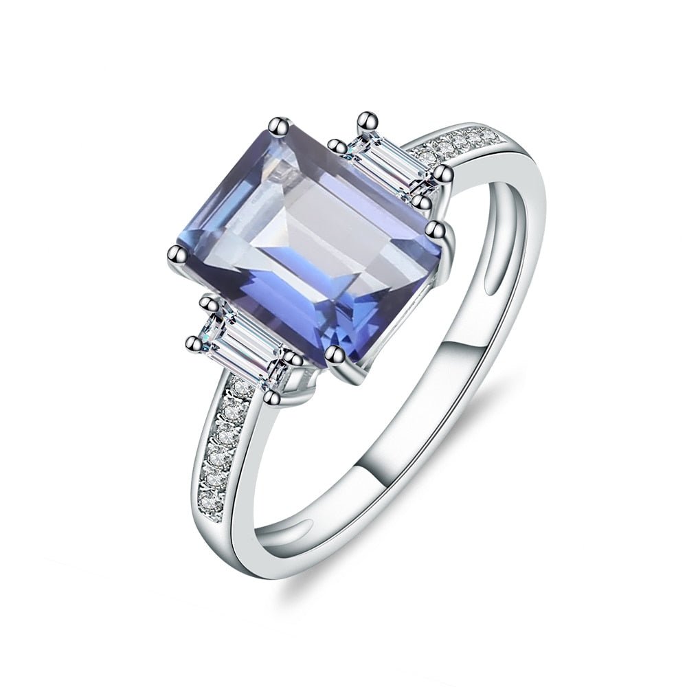 2.38 ct Emerald Cut Natural Gemstone There Stone Engagement Ring-Black Diamonds New York