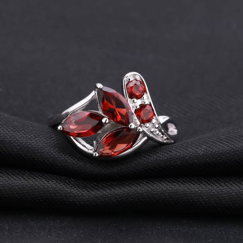 2.38Ct Marquise Natural Red Garnet Gemstone Ring - Black Diamonds New York