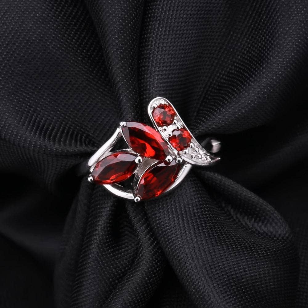 2.38Ct Marquise Natural Red Garnet Gemstone Ring - Black Diamonds New York