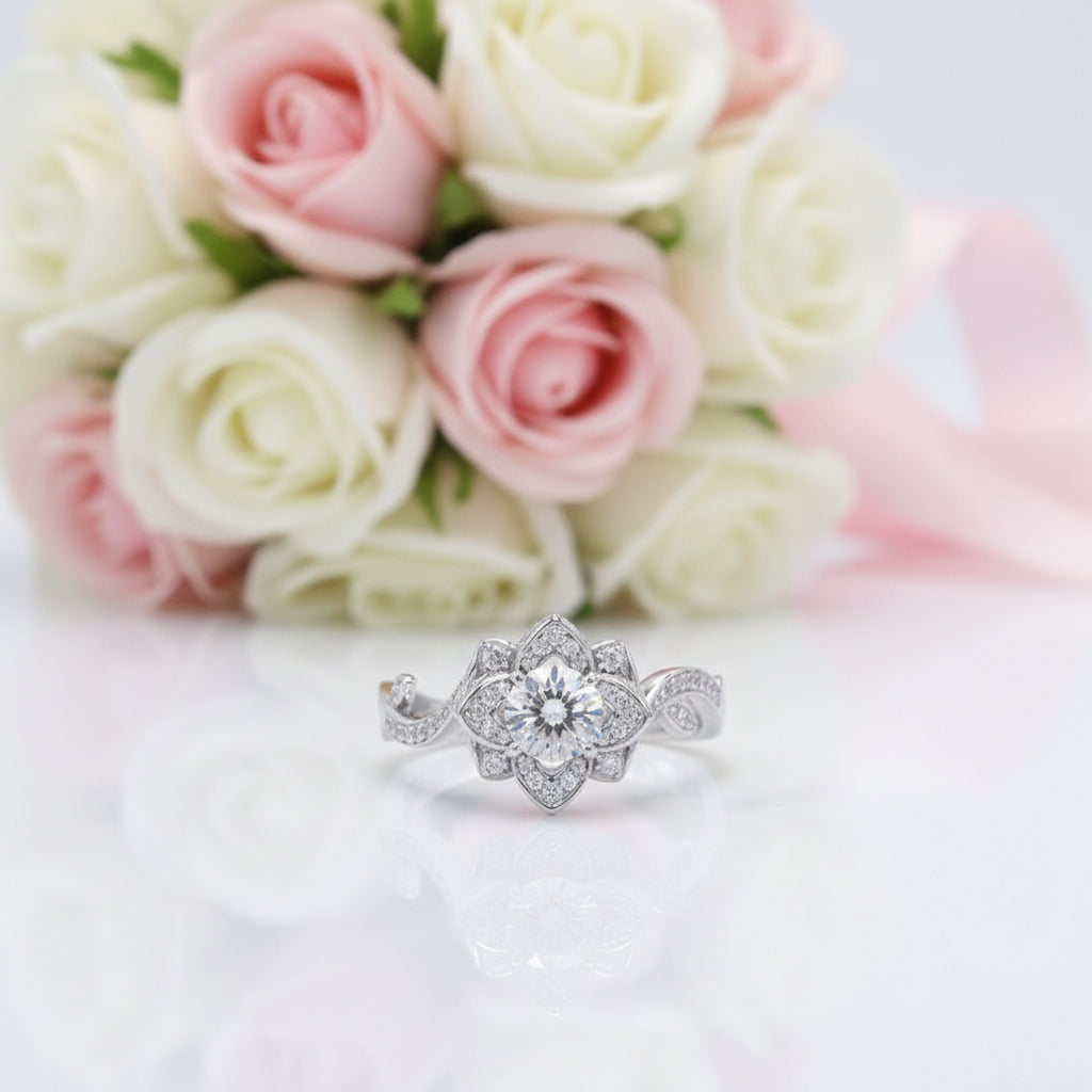 2.3 carat Flower Shape Round Diamond Ring-Black Diamonds New York