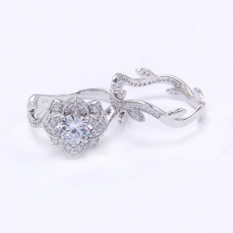 2.3ct 925 Sterling Silver Flower Shape Round Cubic Zircon Ring
