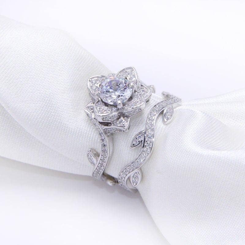 2.3ct 925 Sterling Silver Flower Shape Round Cubic Zircon Ring