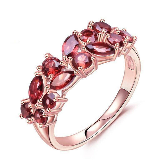 2.47Ct Natural Red Garnet Gemstone Rose Gold Plated Rings - Black Diamonds New York