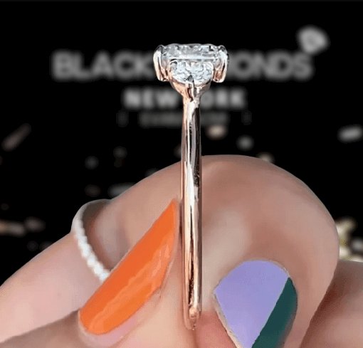 2.5 Carat Emerald Cut Three Stone Engagement Ring-Black Diamonds New York