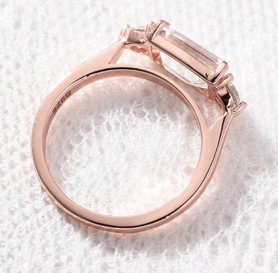 2.5 Carat Emerald Cut Three Stone Engagement Ring - Black Diamonds New York