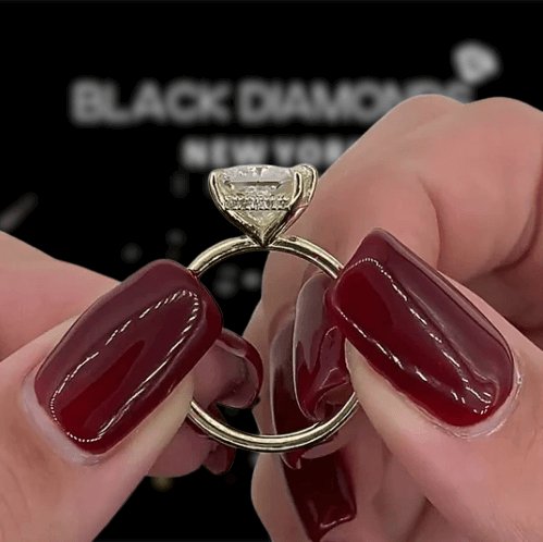 2.5 Carat Princess Cut Yellow Gold Engagement Ring - Black Diamonds New York