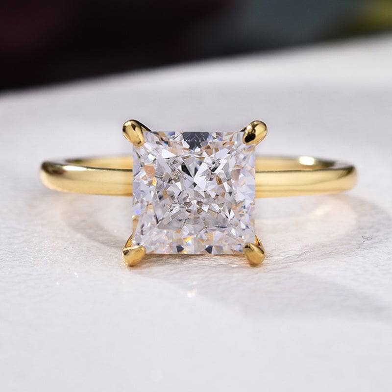 2.5 Carat Princess Cut Yellow Gold Engagement Ring-Black Diamonds New York