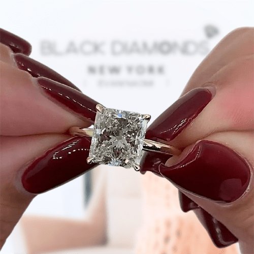2.5 Carat Princess Cut Yellow Gold Engagement Ring-Black Diamonds New York