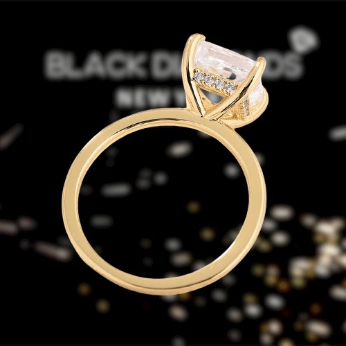 2.5 Carat Princess Cut Yellow Gold Ring Set - Black Diamonds New York