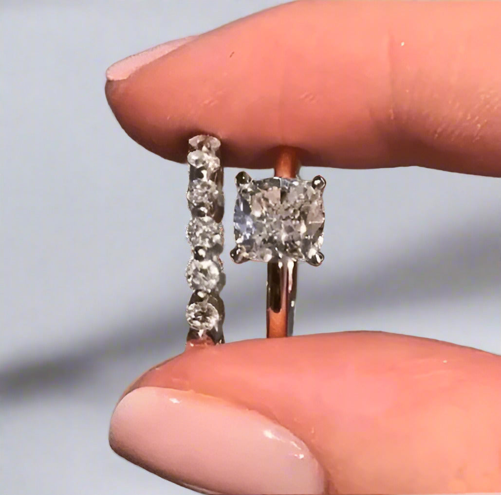 2.5 Carat Princess Cut Yellow Gold Ring Set-Black Diamonds New York