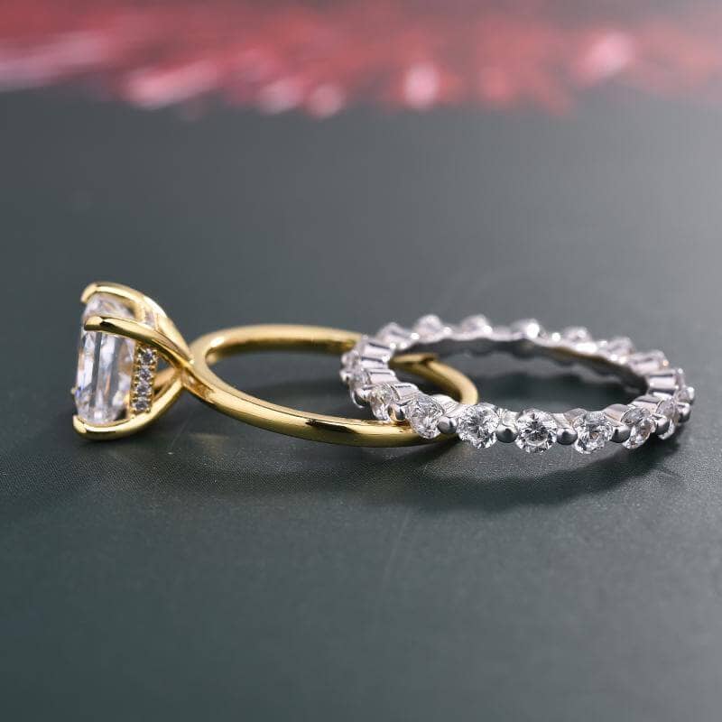 2.5 Carat Princess Cut Yellow Gold Ring Set-Black Diamonds New York