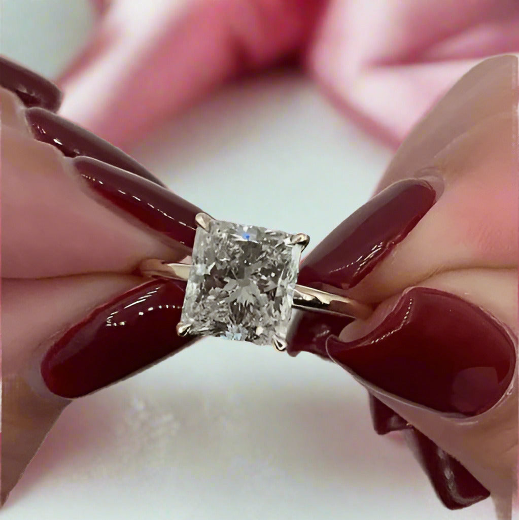 2.5 Carat Princess Cut Yellow Gold Ring Set-Black Diamonds New York