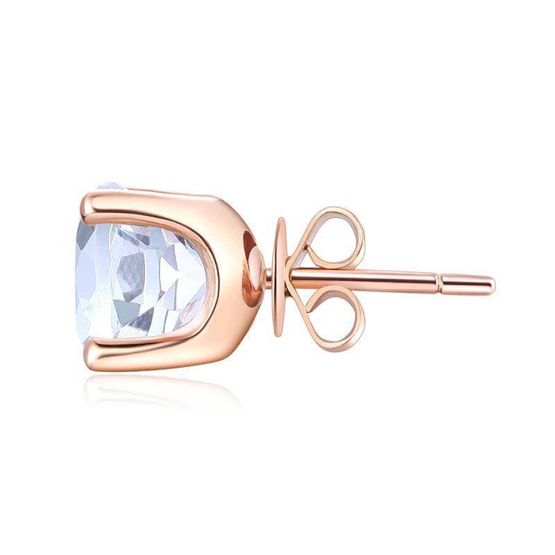 2.5 Ct Natural Clear Topaz Solid 14K Rose Gold Stud Earrings-Black Diamonds New York