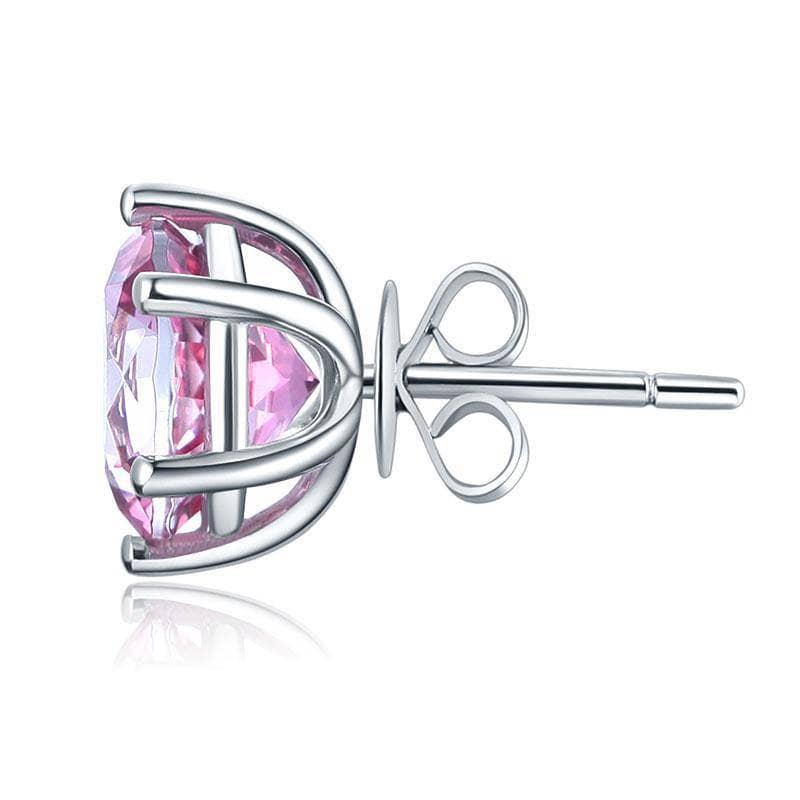2.5 Ct Natural Pink Topaz Earrings 6 Claws Prong Classic 14K White Gold Stud Earrings - Black Diamonds New York