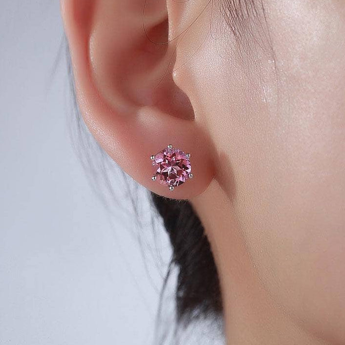 2.5 Ct Pink Topaz Stud Earrings-Black Diamonds New York