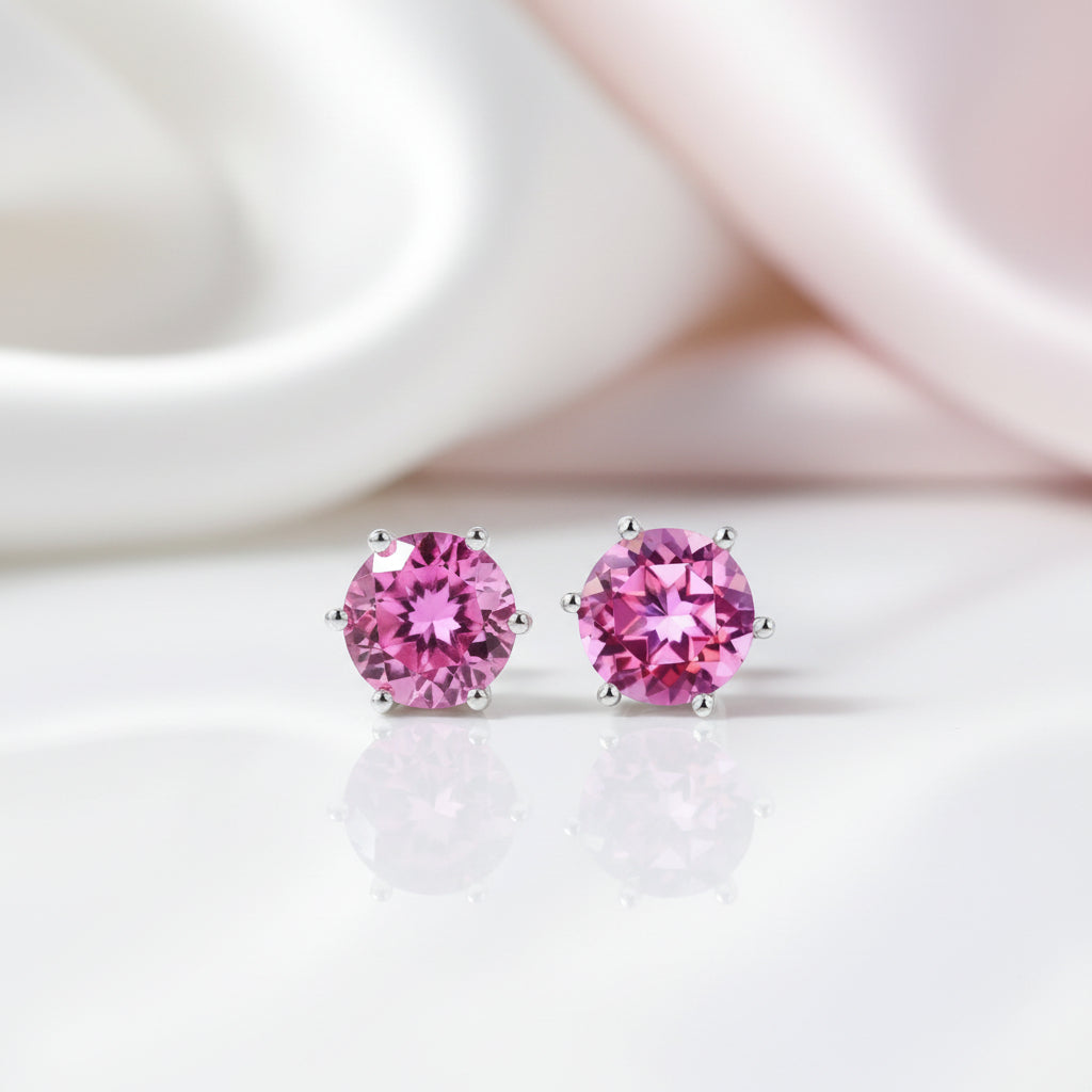 2.5 Ct Pink Topaz Stud Earrings-Black Diamonds New York