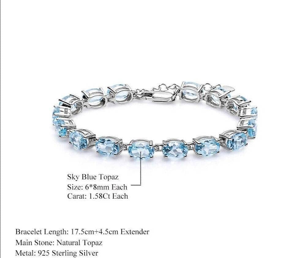 25.26Ct Natural Sky Blue Topaz Tennis Bracelet-Black Diamonds New York