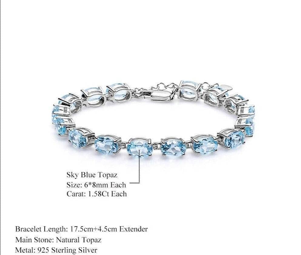 Sterling silver blue topaz and diamond bracelet Clearance
