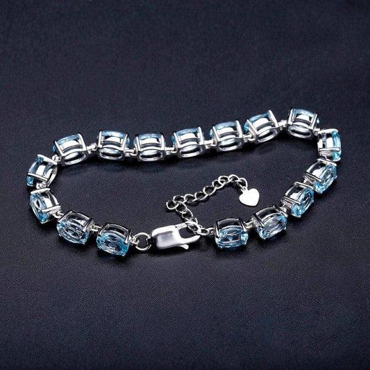GEM'S BALLET 25.26Ct Natural Sky Blue Topaz Tennis Bracelet 925 Sterling Silver Gemstone Bracelets&bangle Fine Jewelry For Women - Black Diamonds New York