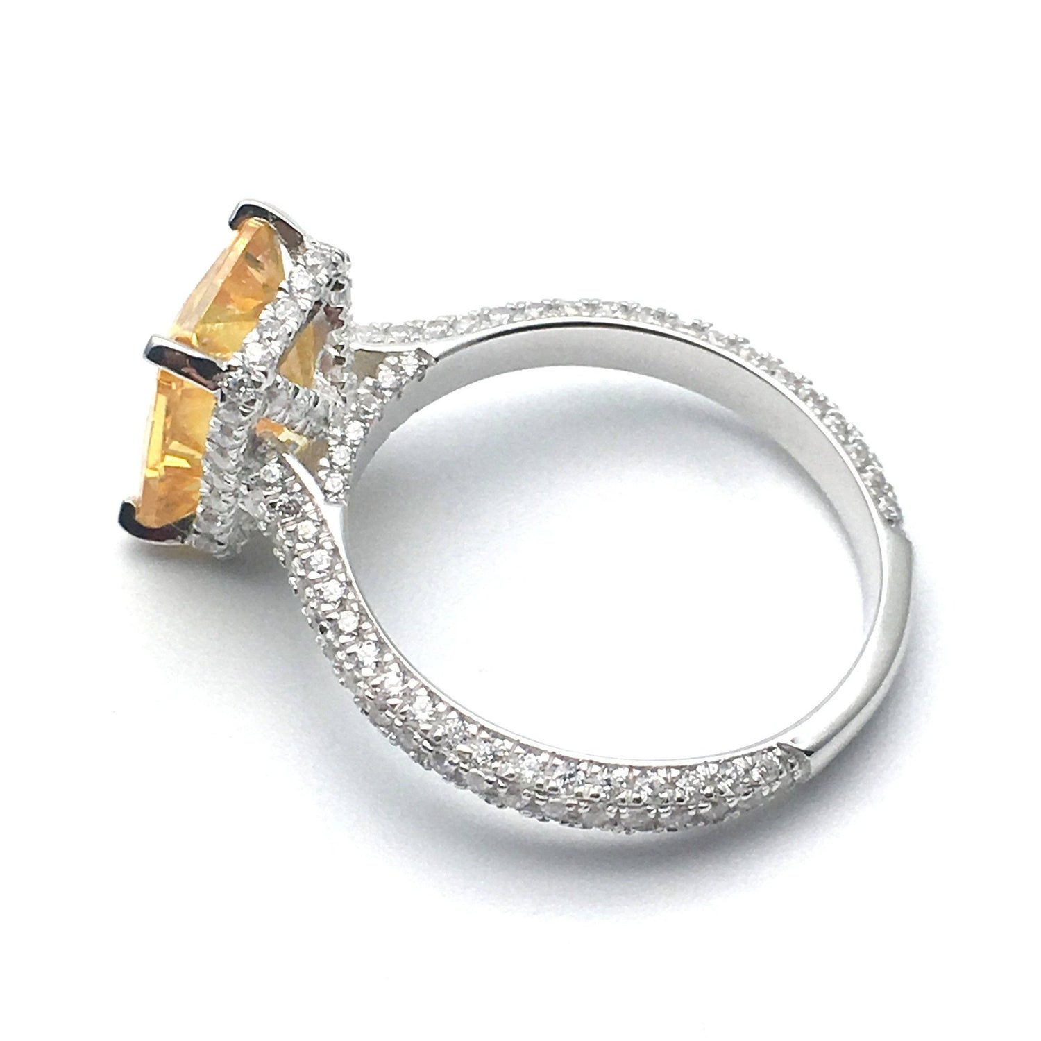 Emerald Cut Yellow Moissanite Engagement Ring - Black Diamonds New York