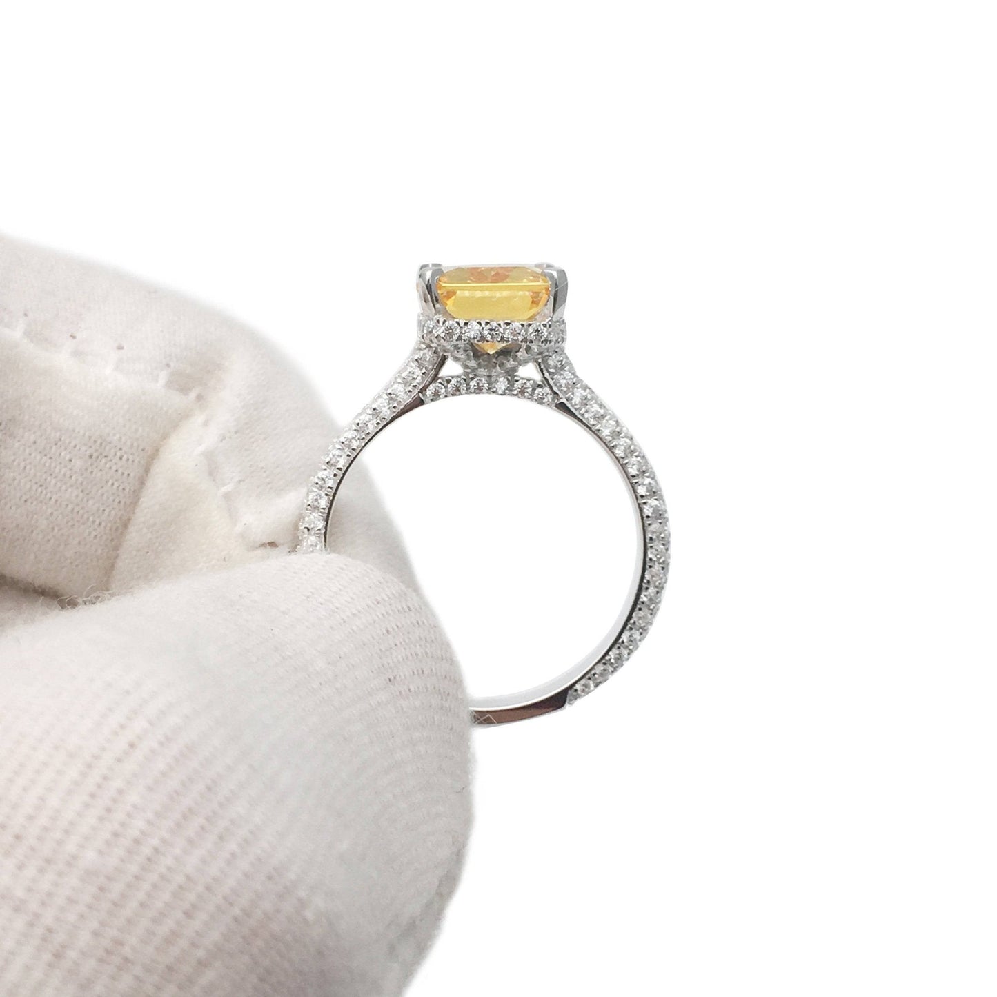 2.5ct Emerald Cut Yellow Diamond Engagement Ring-Black Diamonds New York
