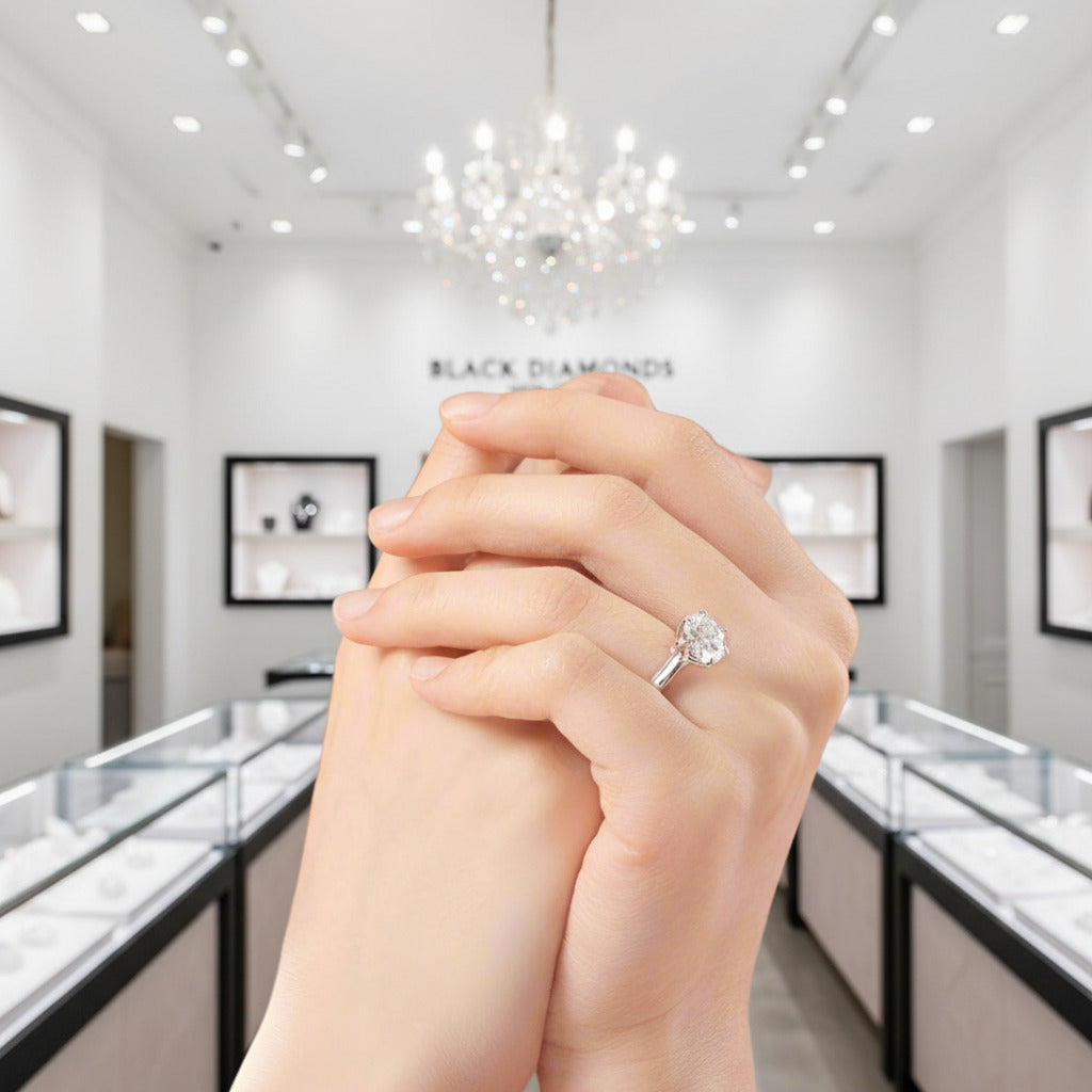 2.5ct Diamond 9mm 6 Claws Ring-Black Diamonds New York