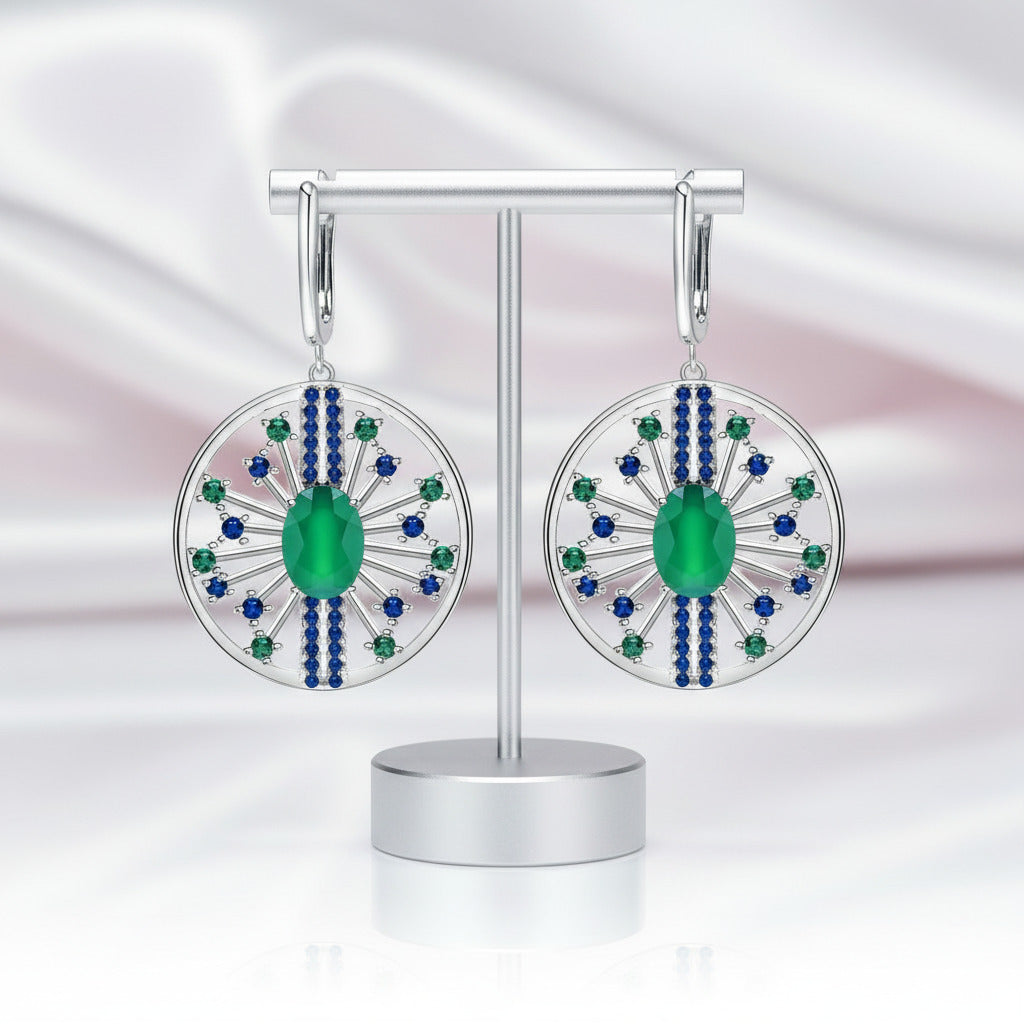 2.5Ct Natural Agate Gemstone Drop Earrings-Black Diamonds New York