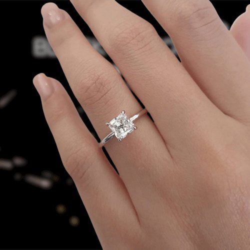 2.5 Carat Princess Cut Certified Moissanite Engagement Ring - Black Diamonds New York