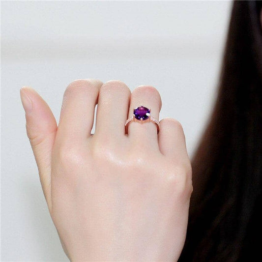 2.5ct Purple Amethyst Rose Gold Ring-Black Diamonds New York