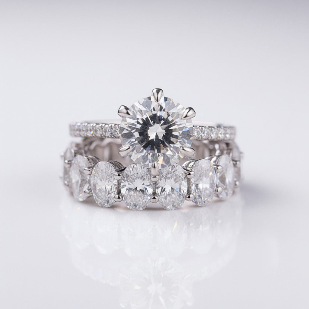 2.5ct Round Cut Simulated Diamond Options Ring Set-Black Diamonds New York