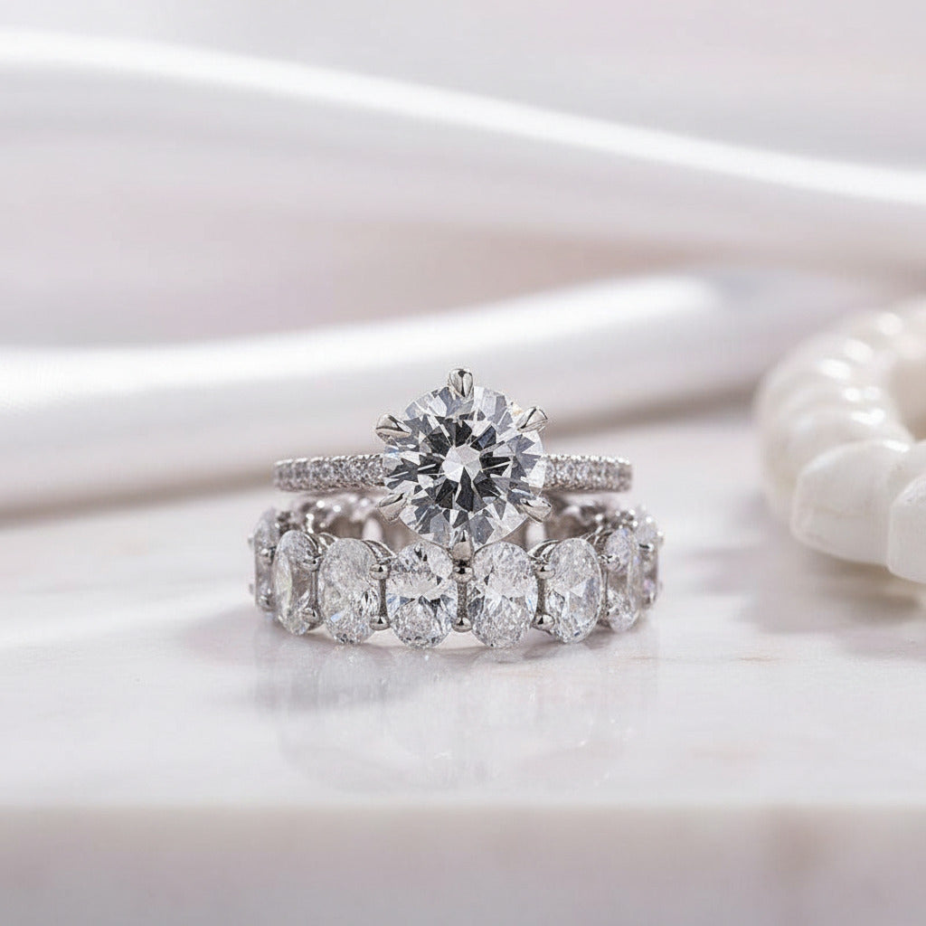 2.5ct Round Cut Simulated Diamond Options Ring Set-Black Diamonds New York