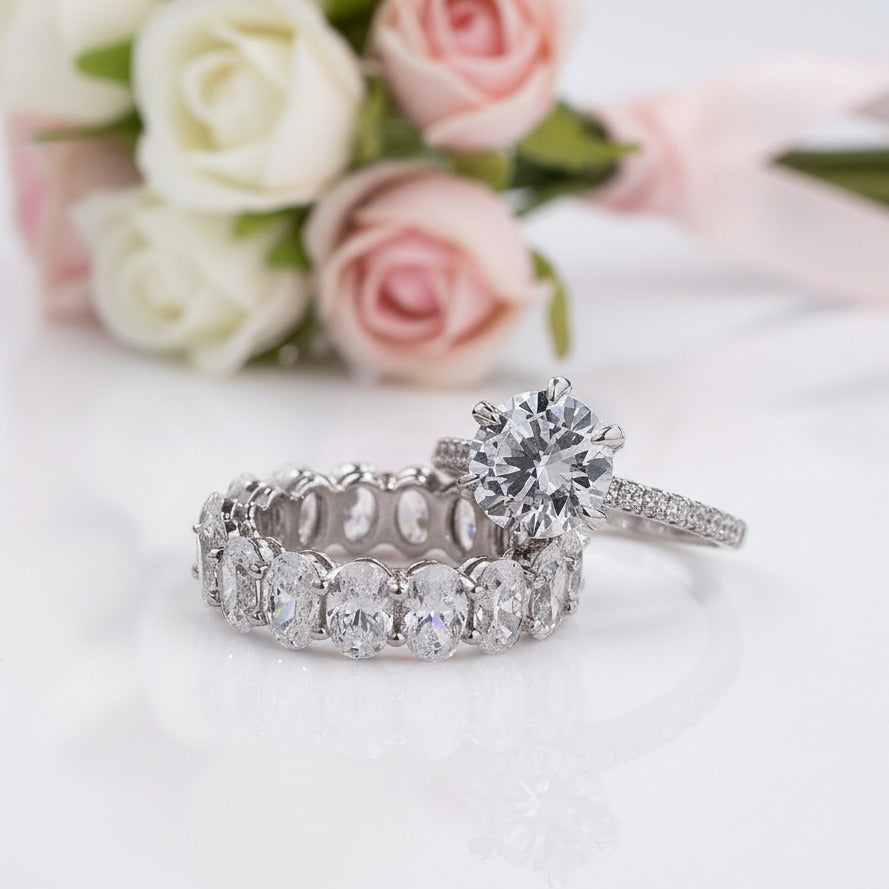 2.5ct Round Cut Simulated Diamond Options Ring Set-Black Diamonds New York