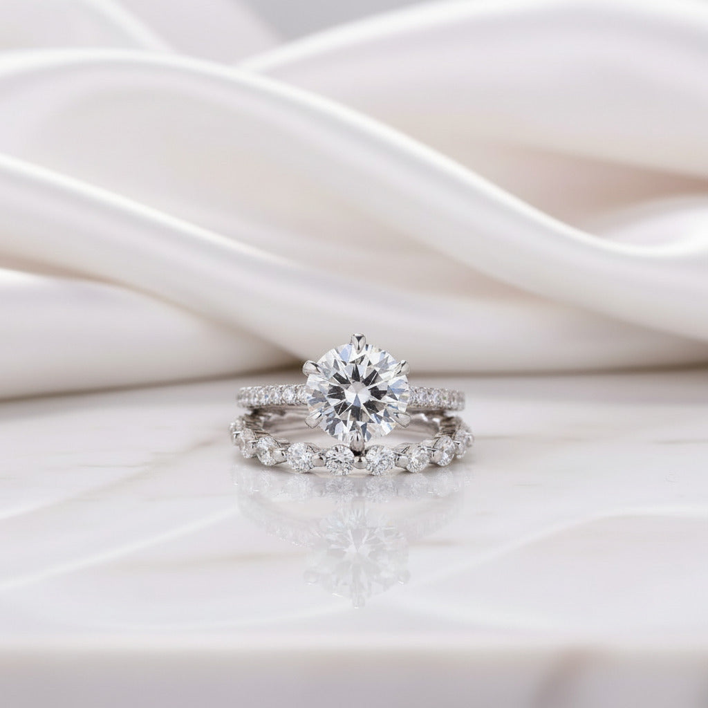 2.5ct Round Cut Simulated Diamond Options Bridal Ring Set-Black Diamonds New York