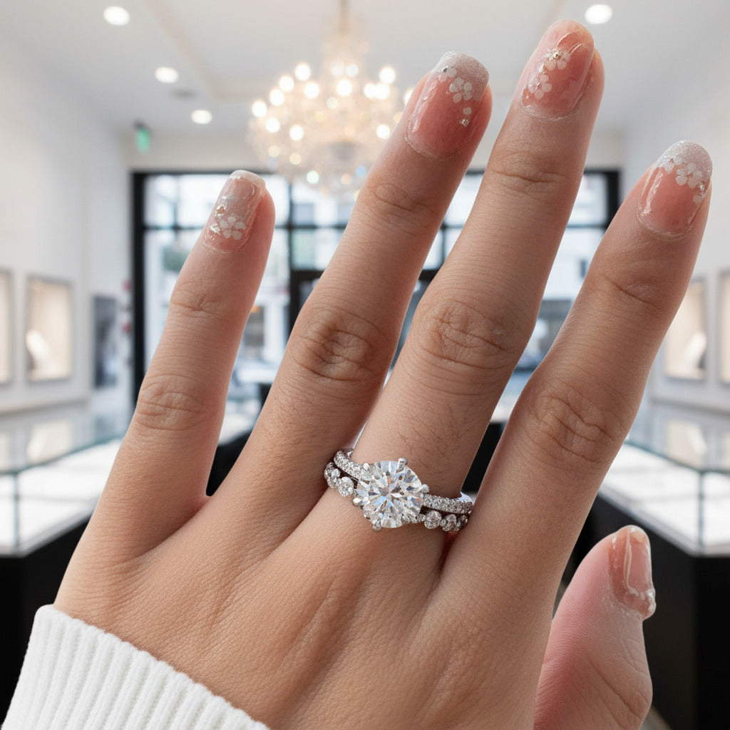 2.5ct Round Cut Simulated Diamond Options Bridal Ring Set-Black Diamonds New York