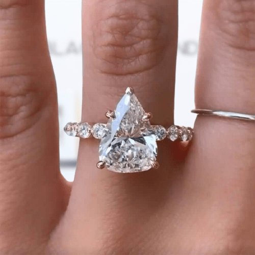 2.5ct Trillion Cut Sona Diamond Engagement Ring-Black Diamonds New York