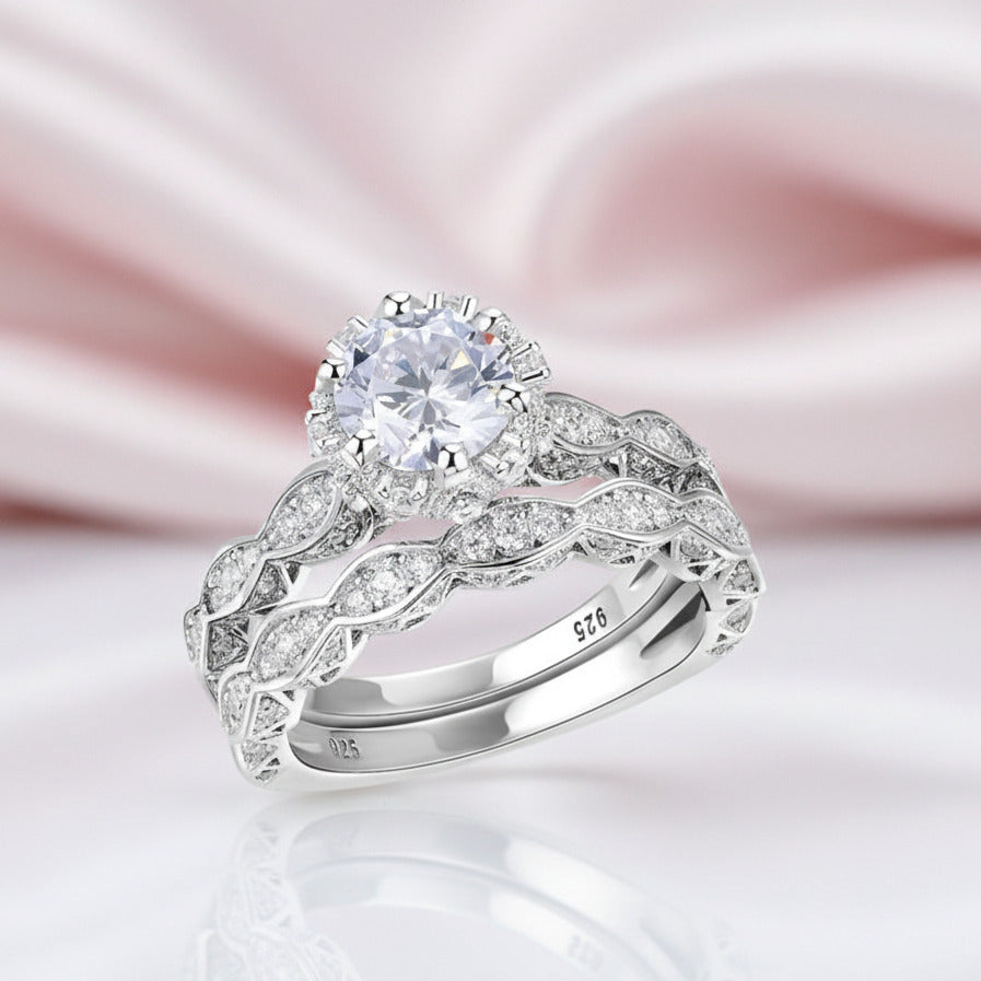 2.6Ct White Round Cut Diamond Option Vintage Option Ring Set-Black Diamonds New York
