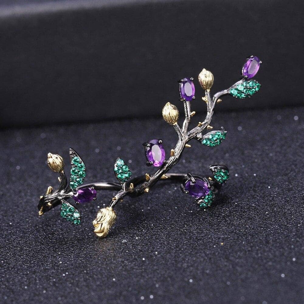 2.72Ct Natural Amethyst Ring Earrings Jewelry Sets