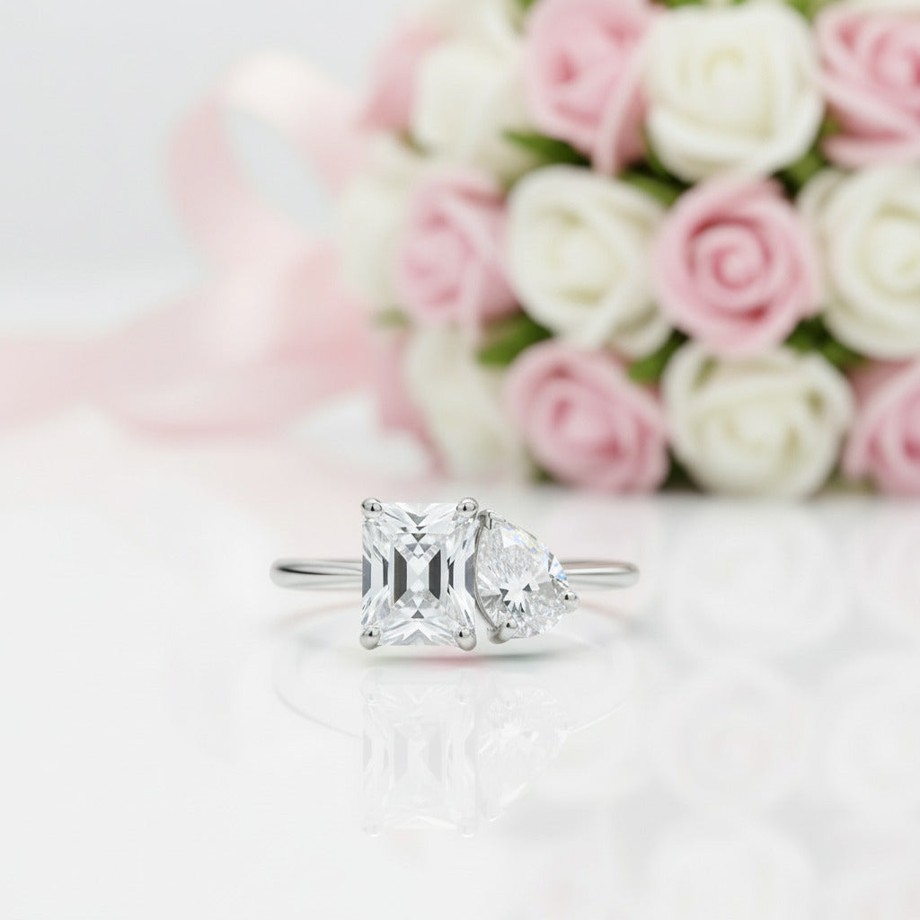 2.8 Ctw Diamond Option Two Stone Engagement Ring-Black Diamonds New York