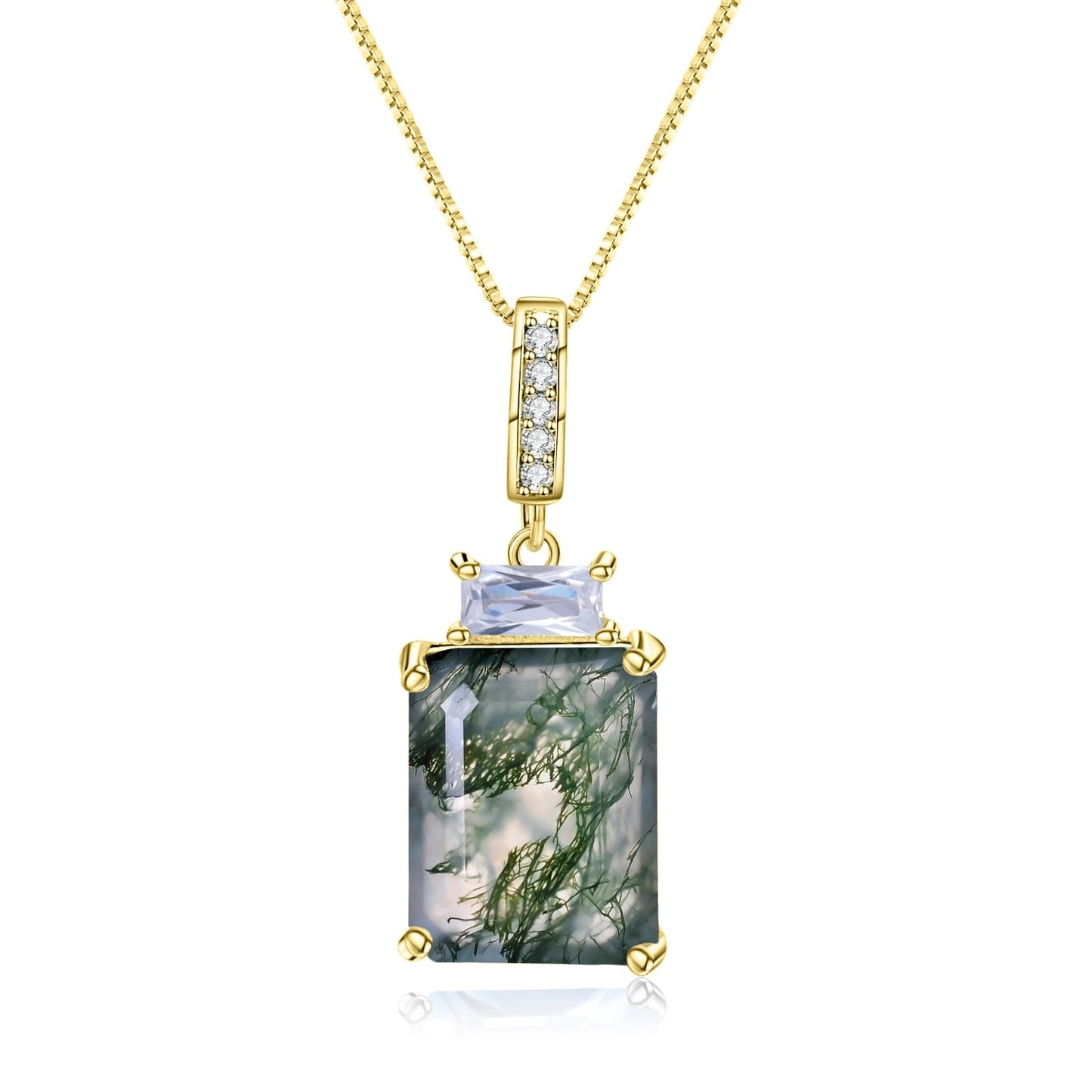2.94 ct Natural Moss Agate Classic Gemstone Necklace-Black Diamonds New York