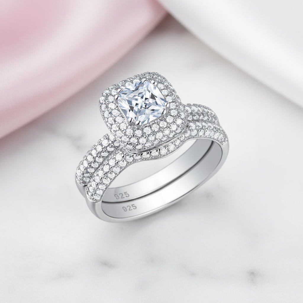 2.9 Ct Cushion Cut Diamond Option Ring Set-Black Diamonds New York