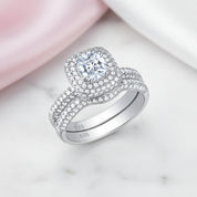 2.9 Ct Cushion Cut Diamond Option Ring Set-Black Diamonds New York
