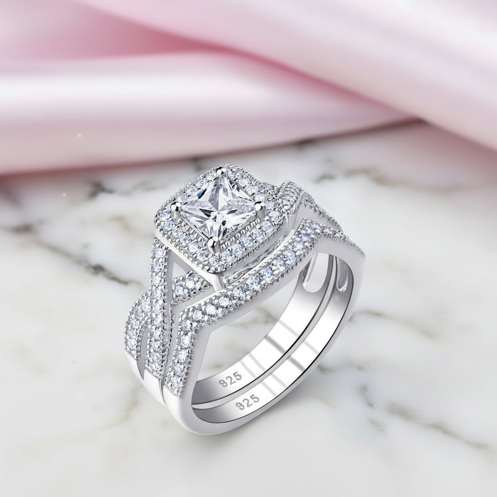 Princess Cut Diamond Option Engagement Ring Set-Black Diamonds New York