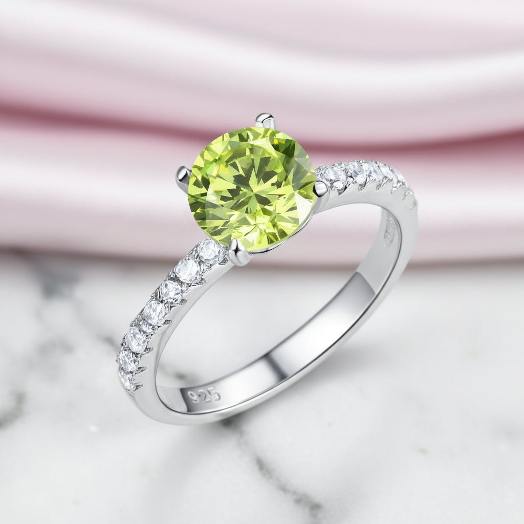 2 carats Green Stone Promise Ring-Black Diamonds New York