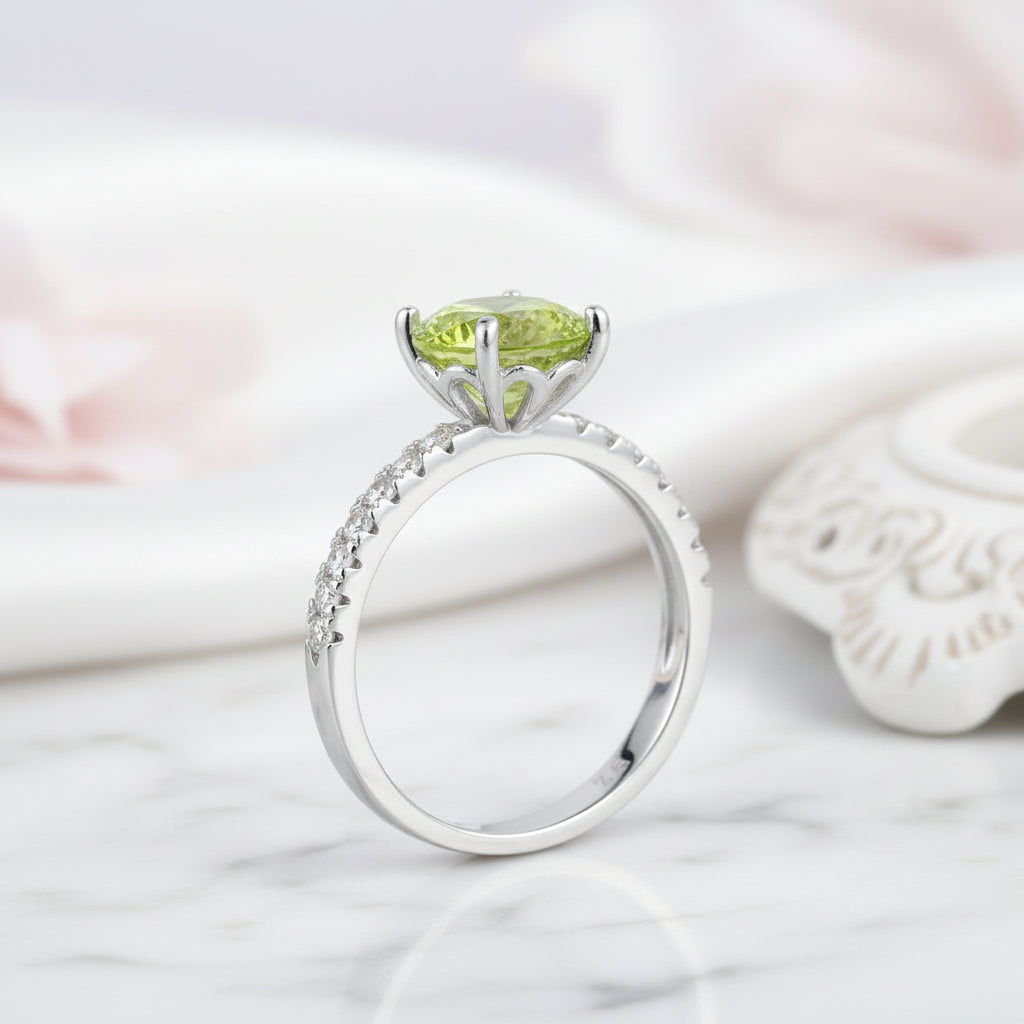 2 carats Green Stone Promise Ring-Black Diamonds New York