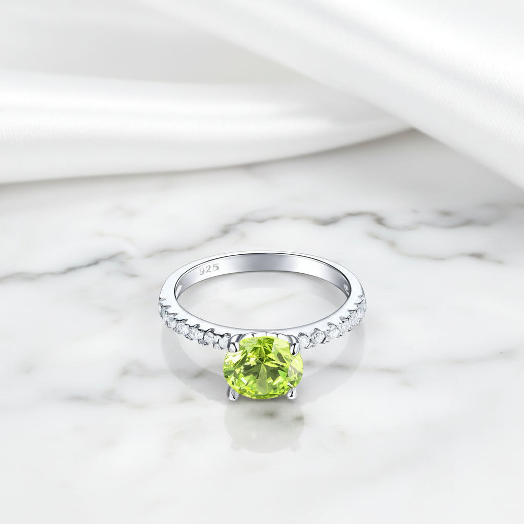 2 carats Green Stone Promise Ring-Black Diamonds New York