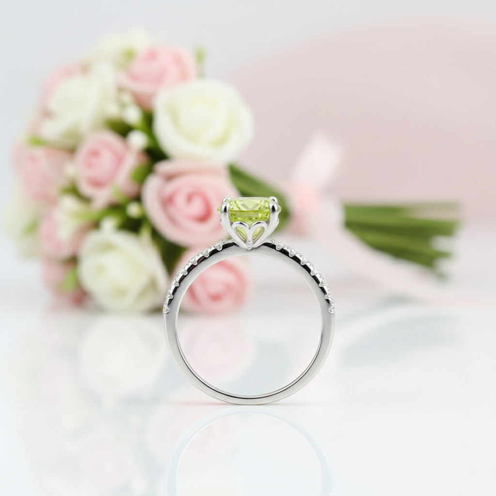 2 carats Green Stone Promise Ring-Black Diamonds New York