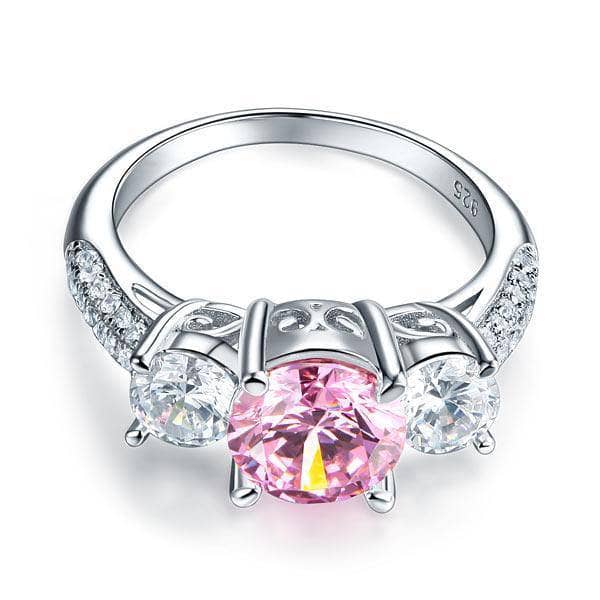 2CT 3-Stone Bridal Blue/Pink/Clear Created Diamond Vintage Style Ring-Black Diamonds New York