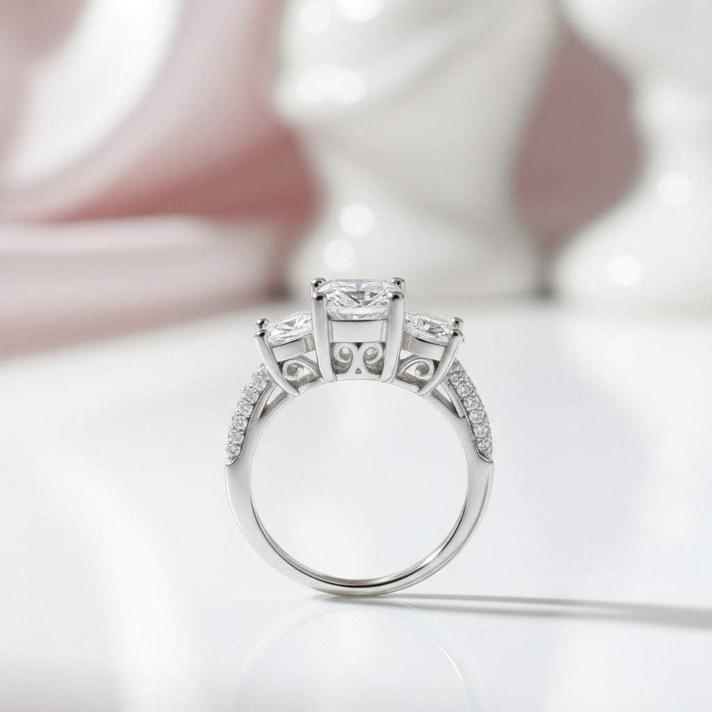 2.0 Ct 3-Diamond Vintage Style Ring-Black Diamonds New York