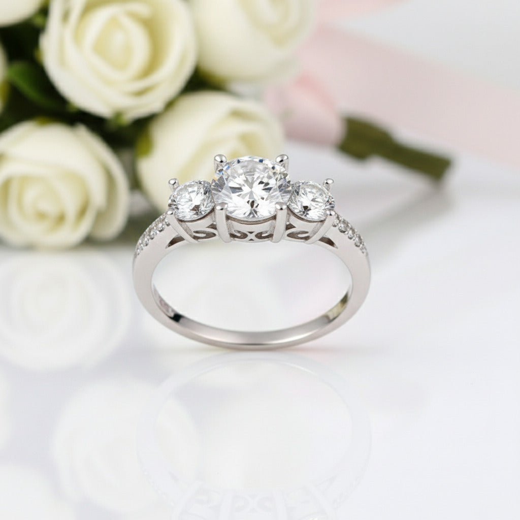 2.0 Ct 3-Diamond Vintage Style Ring-Black Diamonds New York