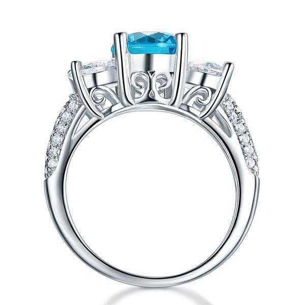 2CT 3-Stone Bridal Blue/Pink/Clear Created Diamond Vintage Style Ring-Black Diamonds New York
